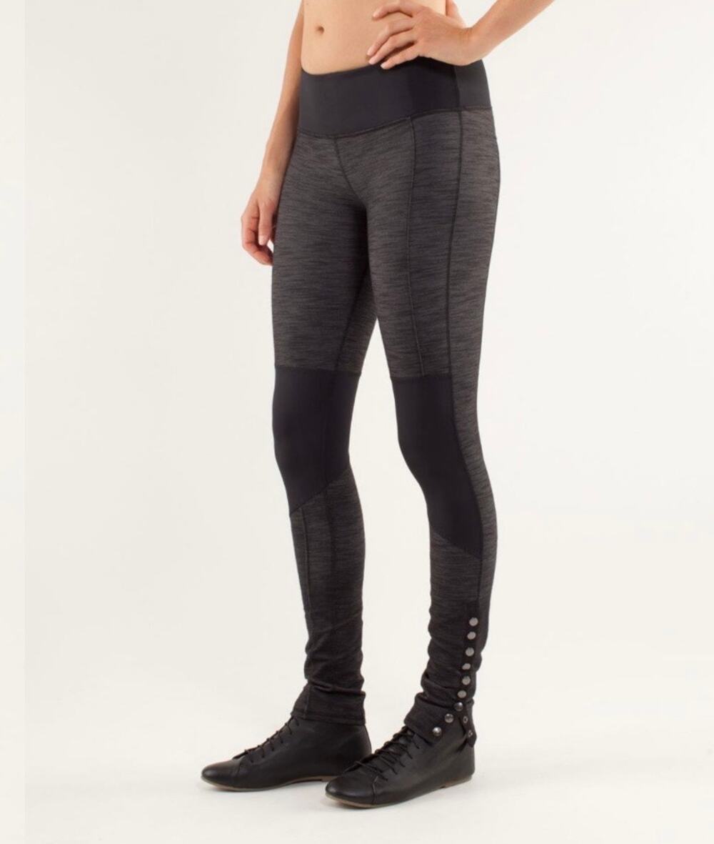 Lululemon Cross Town Gray Black Slub Legging Size 10